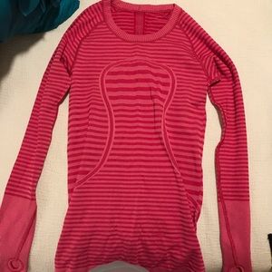 Red Lululemon Swiftly Tech long sleeve top